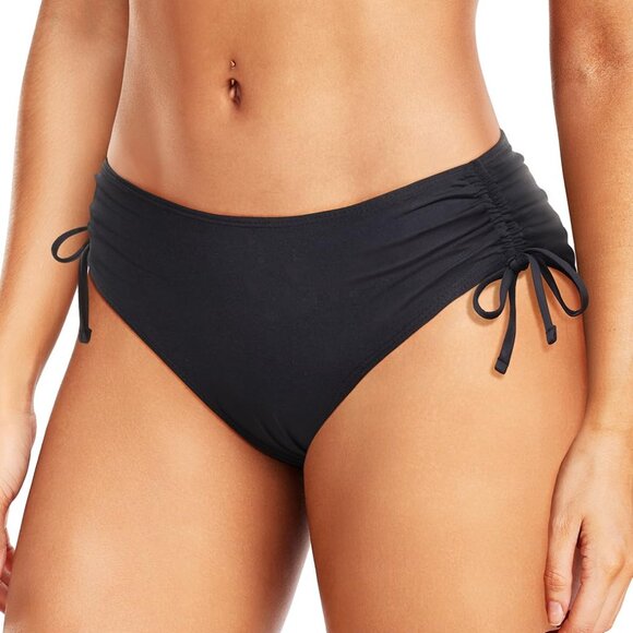 Daci Black Mid Waist Bikini Bottoms Full Coverage Swimsuit Size Med NWT #2177 - Picture 1 of 1